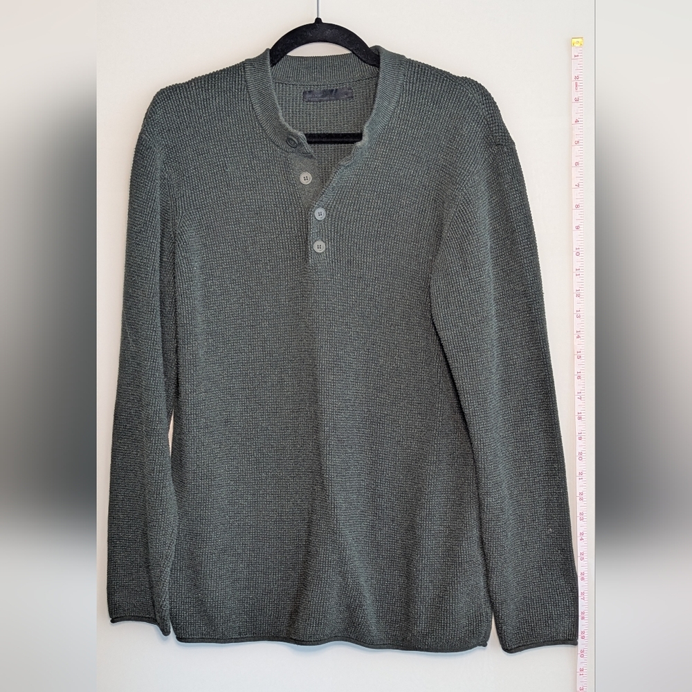 OAK + FORT Green Henley Sweater